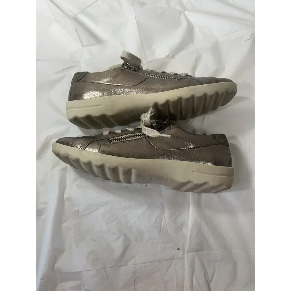 Nurture Colley Women's  Leather Lace Up Shoes Zipper Sz 5.5 metallic silver